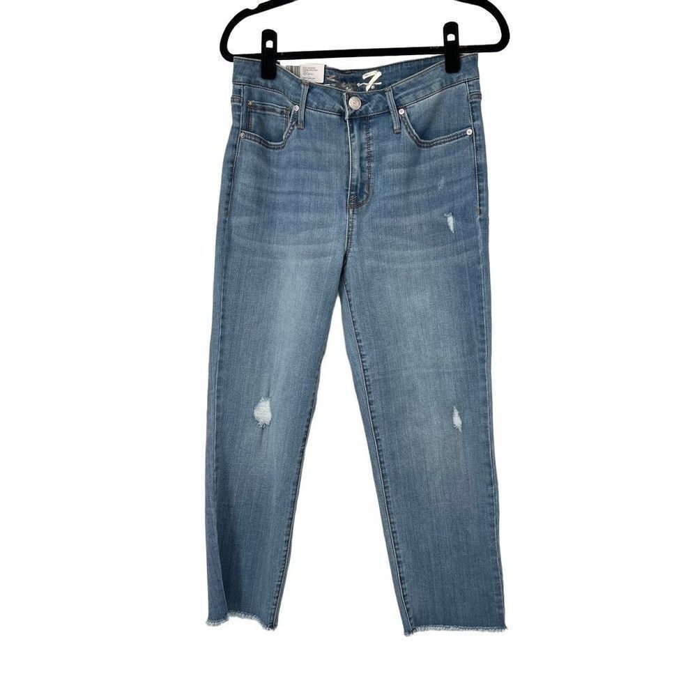 Seven7 Tower‎ Straight Crop Slightly  Distressed Jeans Womens 8 NWT